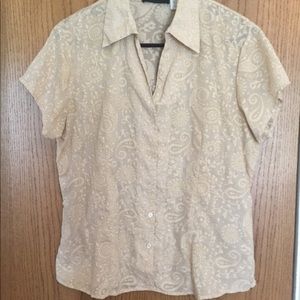 Vintage paisley button down shirt 90’s beige